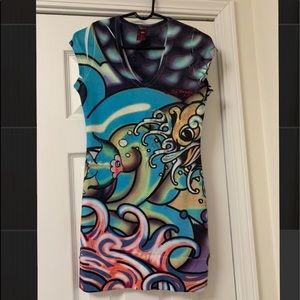 Authentic Ed Hardy Graphic Art Mermaid Dress M